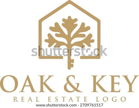 Vintage leaf key vector logo design illustration