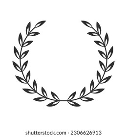 Vintage Leaf Laurel Wreath Circular Award Decoration Isolated Vector Illustration