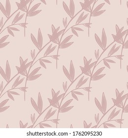 Patrón de hojas vaginales sin soldadura aislado en el fondo de la luz. Papel de pared de vector floral retro. Fondo decorativo para el diseño de tejidos, impresión textil, envoltura. 