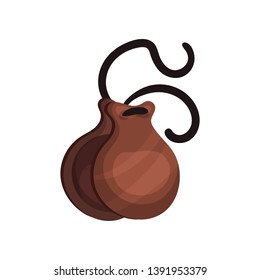 Vintage leather bag wallet for money. Vector illustration.