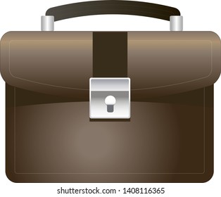 Vintage leather briefcase on a white background.