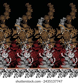  Vintage leaves floral  seamless pattern artwork design
