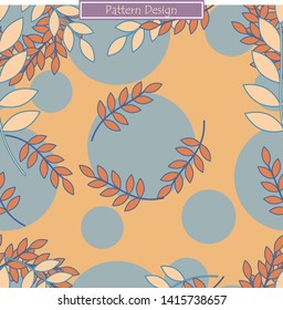 Vintage leaves pattern design on colorful background. Use for wallpaper, template, banner, cover, fabric