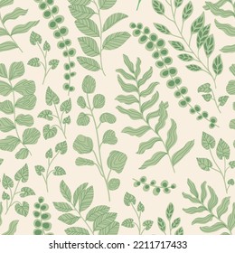 Vintage leaves vector background. Creative texture for fabric, textile, design and fashion prints.