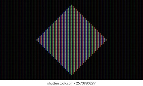 Vintage LED Screen RGB Pixel Rhombus Sign. Macro of LCD Computer Screen Displaying Pure RGB Red Green Blue Pixels. Vector Illustration.