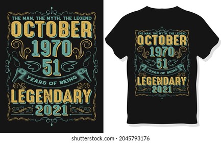 Vintage Legend October t-shirt design. 