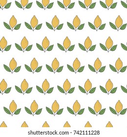 Vintage lemon pattern. Vector illustration.