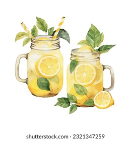 Vintage lemonade watercolor, great design for any purposes.