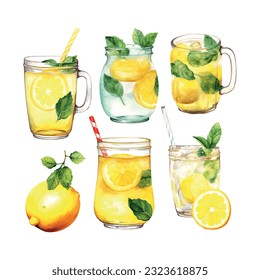 Vintage lemonade watercolor, great design for any purposes.