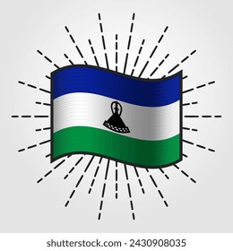 Vintage Lesotho National Flag Illustration