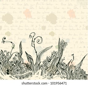 Vintage letter background with floral pattern
