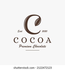 Vintage Letter C for chocolate cocoa cacao logo icon vector on white background