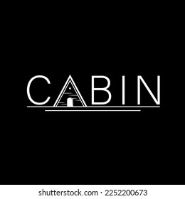 Vintage Letter Cabin Logo. Mit Hütte, Holz und Türsymbol. Auf Schwarz-Weiß-Farben. Premium- und Luxus-Logo-Design