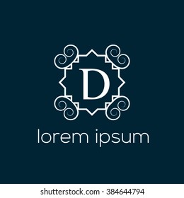 Vintage letter D vector logo template (sign, symbol, icon)