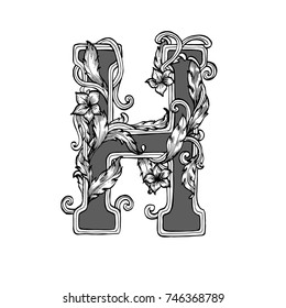 Vintage Letter H Baroque Hand Draw Stock Vector (Royalty Free ...