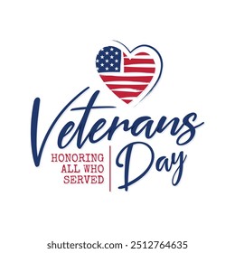 Vintage letter Happy Veterans Day concept background. Illustration of Happy Veterans Day vector concept background for web design. Vector illustration 