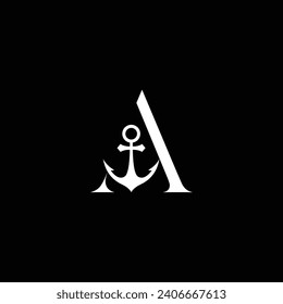 Vintage letter A incorporate with anchor logo