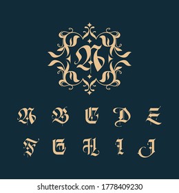 Vintage Letter Initial Set 1 For Monograms and Logo Brand Design Vector Illustration