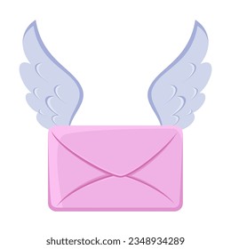 Vintage letter love note in envelope vector illustration. Drawing of letter and letterbox, post office elements on white. Mail concept