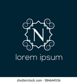 Vintage letter N vector logo template (sign, symbol, icon)