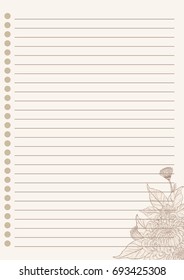 Vintage letter paper from vector.Blank worksheet excercise book.
