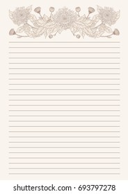 Vintage letter paper from vector.Blank worksheet excercise book.