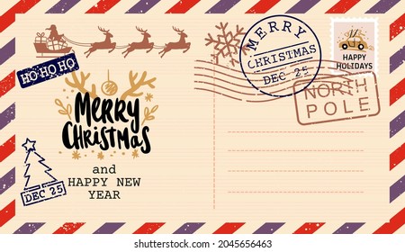 Carta de época a la postal de Santa Claus. Correo de Navidad