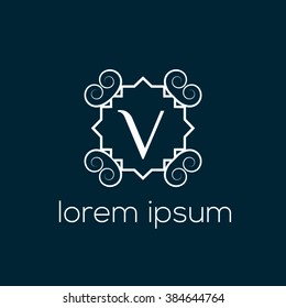 Vintage letter V vector logo template (sign, symbol, icon)