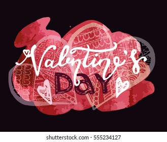 vintage lettering background.Happy Valentines Day Hand Drawing Vector Lettering design.