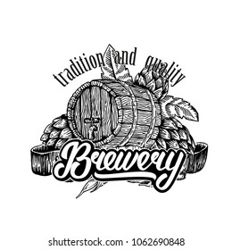 vintage lettering logo template designs with wooden barrels for beer house, bar, pub , brewing company, wine market