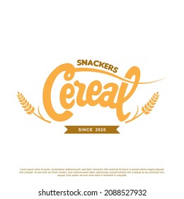 Vintage lettering snack cereal logo design vector illustration.