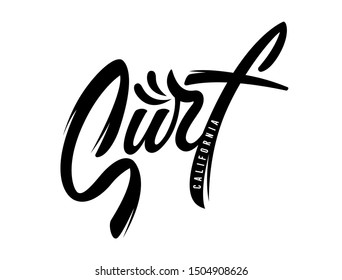 Vintage lettering surfing logo, emblem, badge, label. Graphic vector Illustration. Surf t-shirt design.