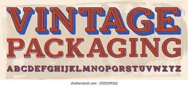 Vintage Letterpress Packaging Style Display Font. Slab Serif Font With A Detailed Letterpress Texture, Works Well At Large Sizes.