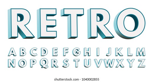 Vintage Letters Of Alphabet For Font. Retro Type Font, Vintage 3D Typography. Lightbox Letter.