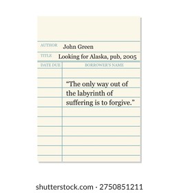 Vintage Library Due Date Card Template Vector, Retro Book Borrowing Card Layout, Reading Quote Typography Design
