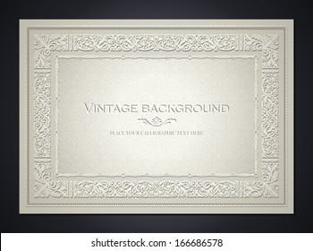 Vintage light background, antique style frame, Victorian ornament, beautiful brochure, certificate, award's and diploma's layout, book cover, floral luxury ornamental pattern, achievement template