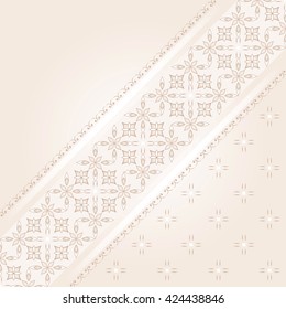 Vintage light beige border in Eastern style. Vintage pattern for invitations, birthday, greeting cards, wallpaper. Traditional floral decor. Pattern fill.