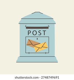 Vintage light blue public post box