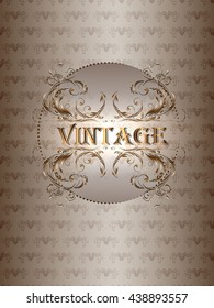 Vintage light brown background with abstract floral ornament in the center, vector illustration