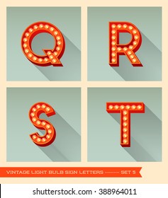 Vintage Light Bulb Sign Letters Q, R, S, T.