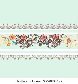 Vintage light green seamless flowers pattern