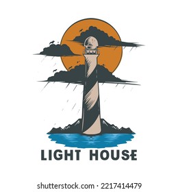 vintage light house design illustration