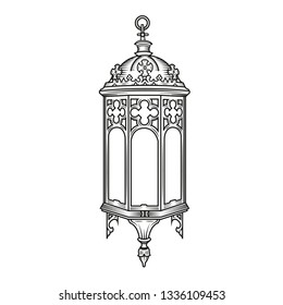 Vintage Light Victorian Lantern Object For Ornament Design Poster T-Shirt Graphic Packaging Apparel Sign and More