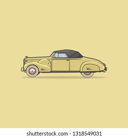 Vintage Light Yellow Car Vector illustration 