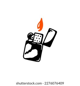 vintage lighter doodle illustration vector