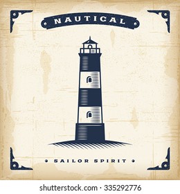 Vintage Lighthouse Editable EPS10 vector illustration. Use gradient mesh and transparency.