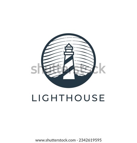Vintage lighthouse icon logo illustration