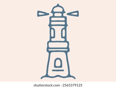 Vintage lighthouse illustration on the beach 