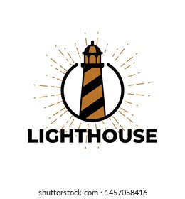 vintage lighthouse logo with rising sun