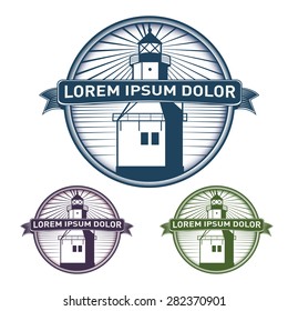 Vintage lighthouse vector logo illustration